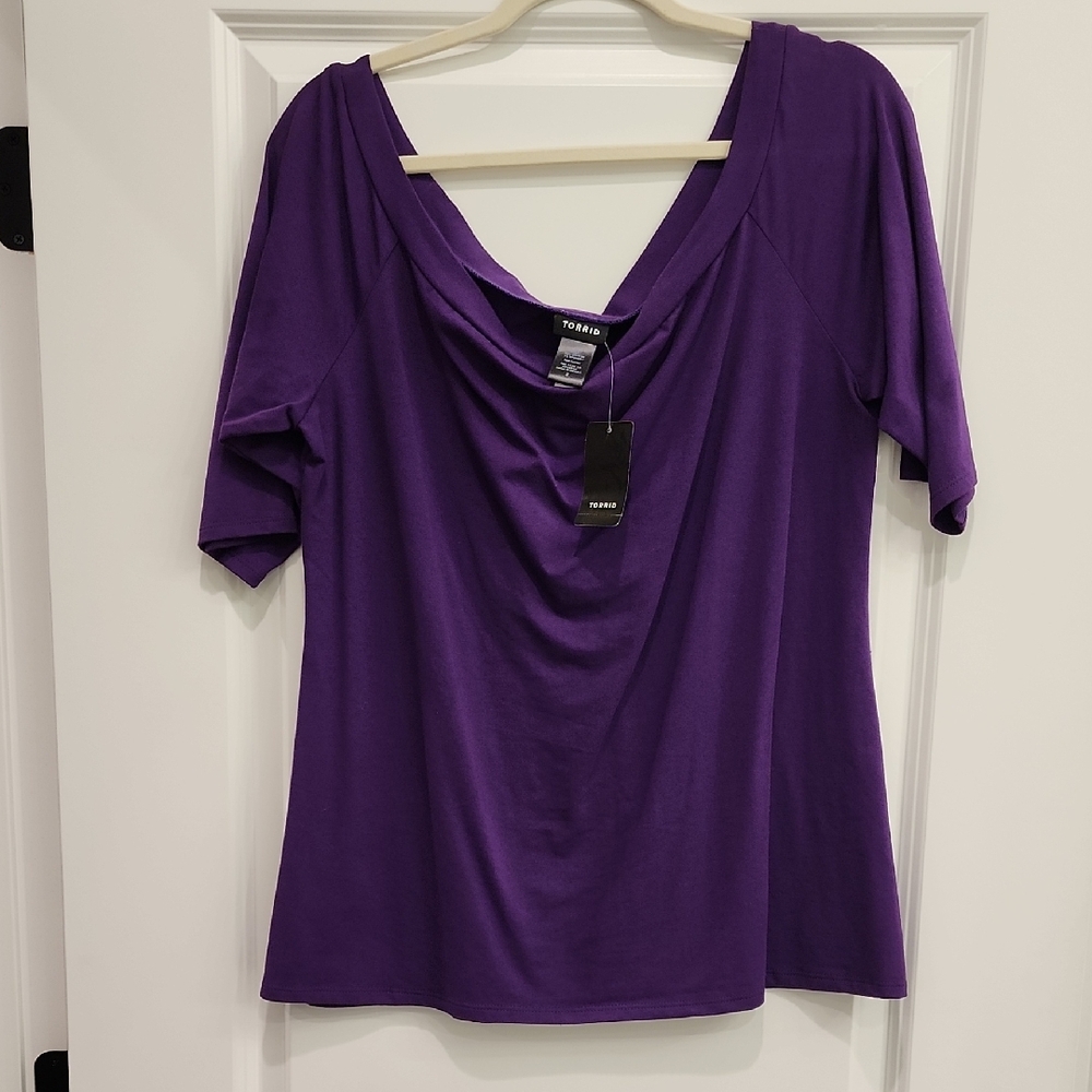 Torrid Deep Purple Drape Neck Blouse